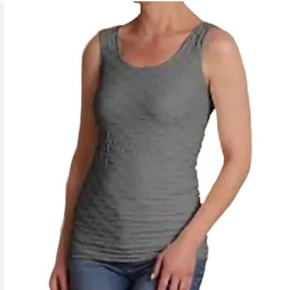 Soft Surroundings Grey Lattice Sleeveless Stretch Tank Top - Picture 8 of 9
